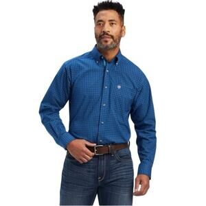 Ariat Men’s Pro Series Gideon Peacoat Long Sleeve Shirt Blue Size XL